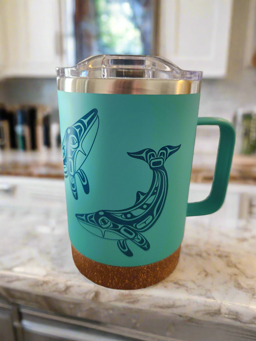 Humpback Whale Cork Base Travel Mug