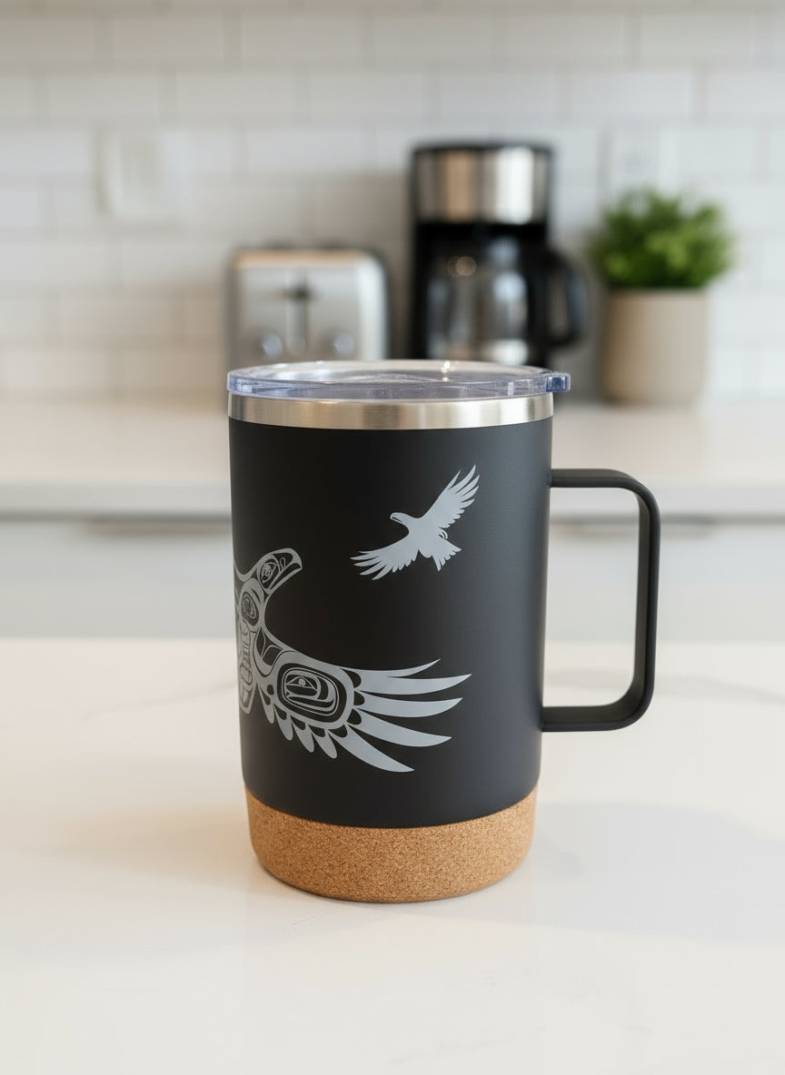 Soaring Eagle Cork Base Travel Mug With Handle
